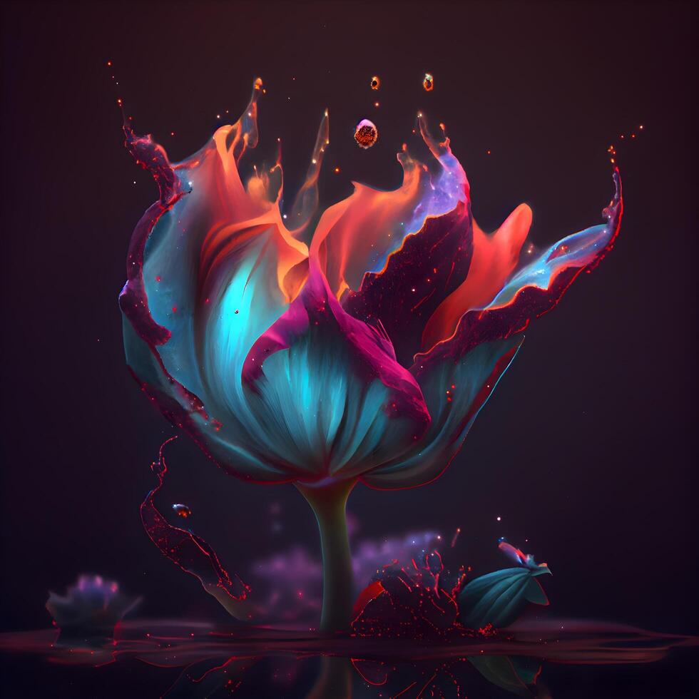 schön abstrakt Blume auf dunkel Hintergrund. 3d Wiedergabe, 3d Illustration., ai generativ Bild foto