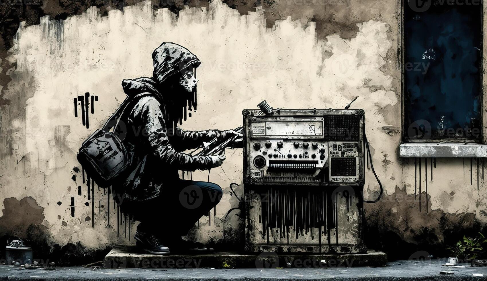 ai generiert. ai generativ. Straße abstrakt Graffiti Kunst Muster. Musik- Rhythmus Künstler. inspiriert meine Banken Straße Kunst. Grafik Kunst foto