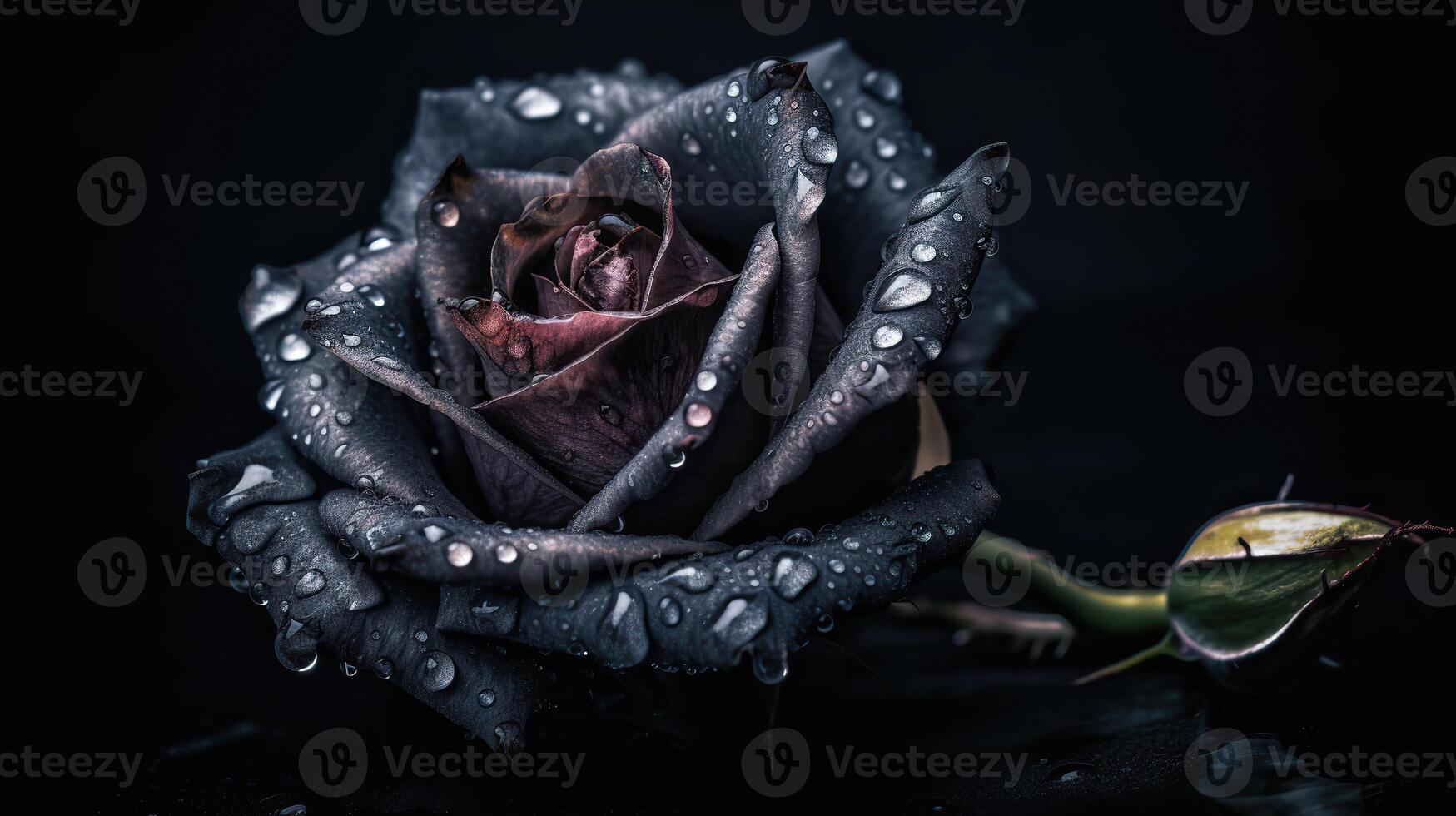 ai generiert. ai generativ. schließen Makro Schuss Foto von realistisch Blume schwarz Rose. können Sein benutzt zum Hochzeit romantisch oder Liebe Konzept. Grafik Kunst