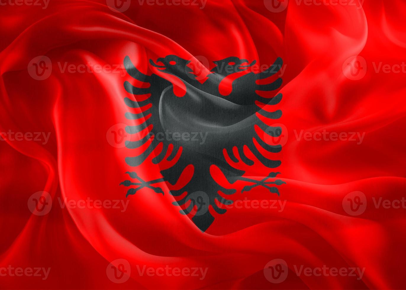 albanien-flagge - realistische wehende stoffflagge foto