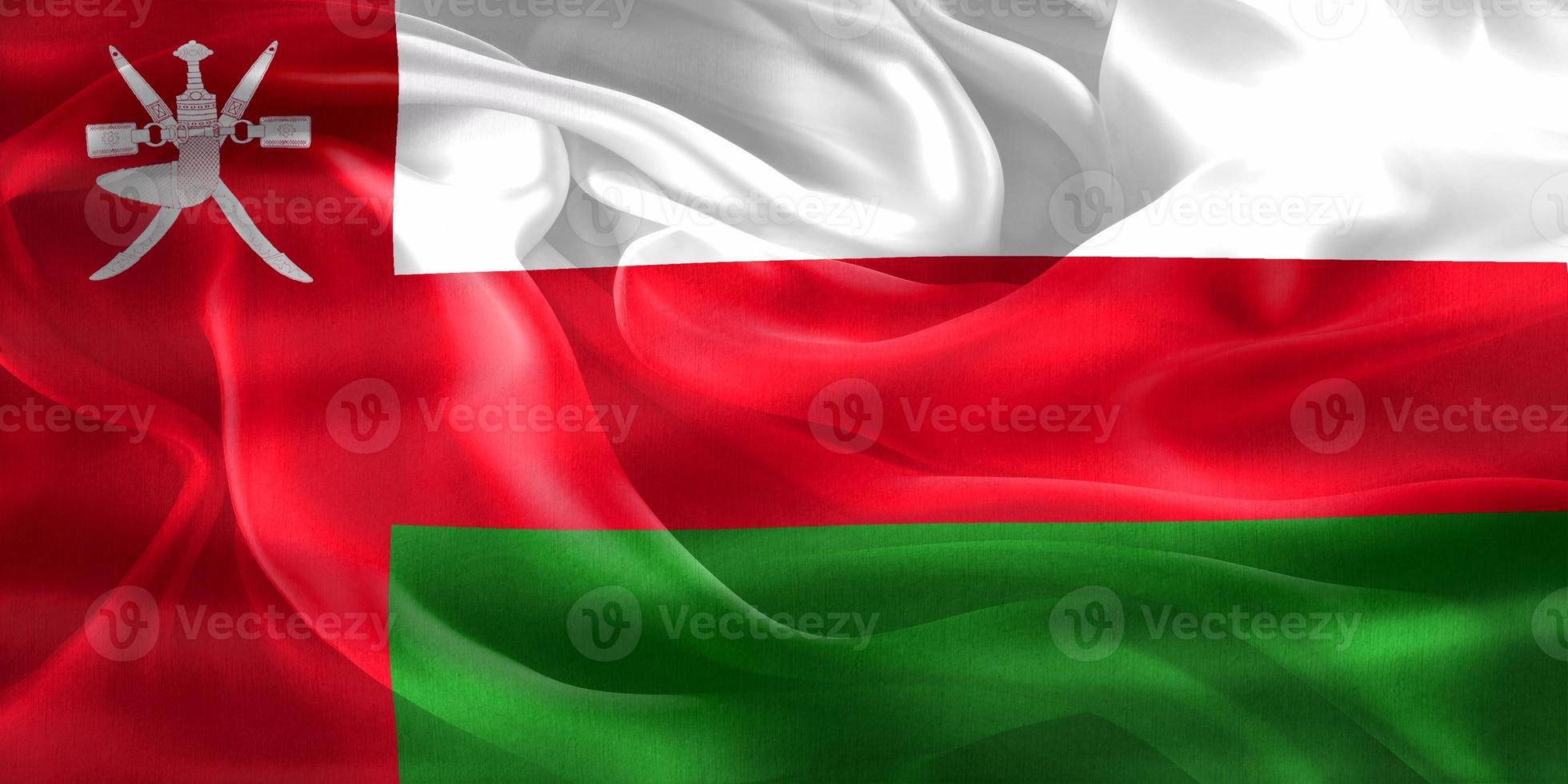 3D-Darstellung einer Oman-Flagge - realistische wehende Stoffflagge foto