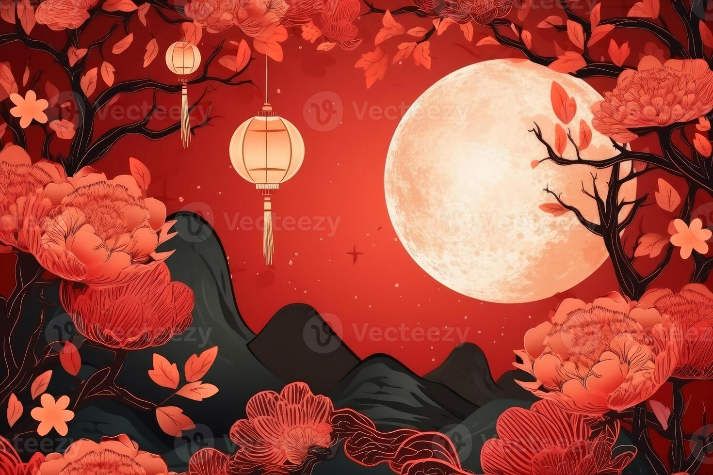 Chinesen Mond Festival Konzept Hintergrund erstellt mit generativ ai Technologie. foto