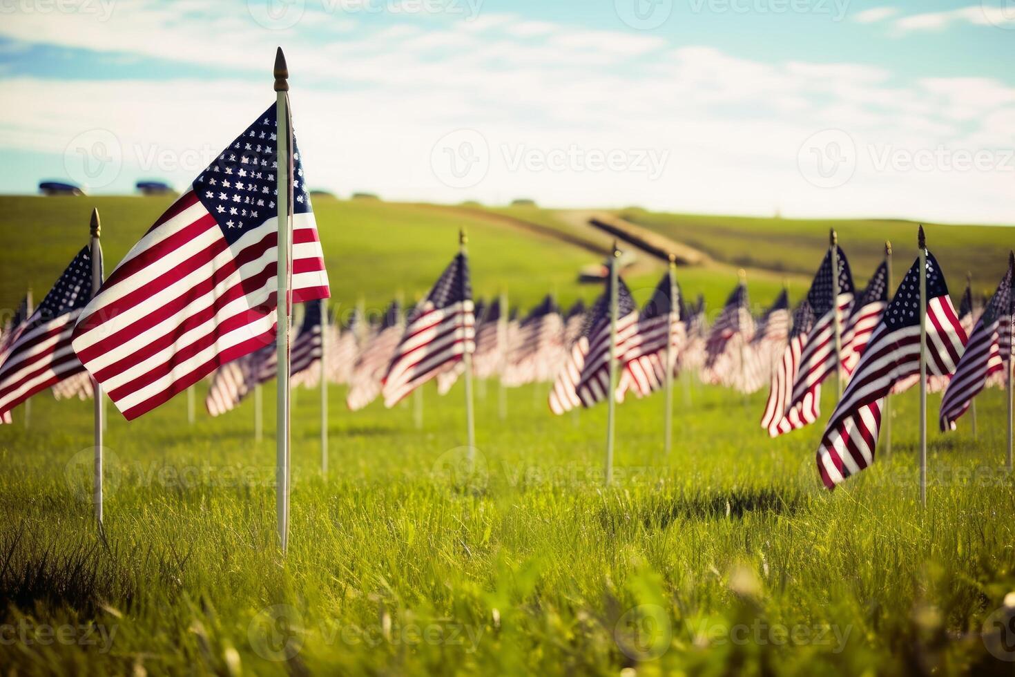 festlich Hintergrund zum das amerikanisch Denkmal Tag erstellt mit generativ ai Technologie. foto