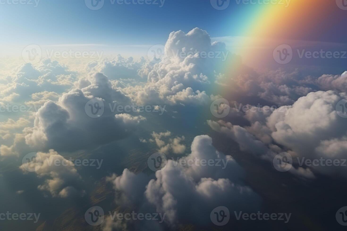 Regenbogen im das Wolken. generativ ai. foto