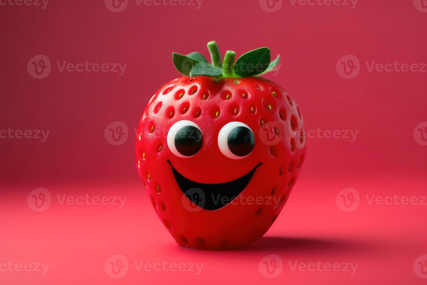 ein glücklich lächelnd Erdbeere auf ein Pastell- Hintergrund erstellt mit generativ ai Technologie. foto
