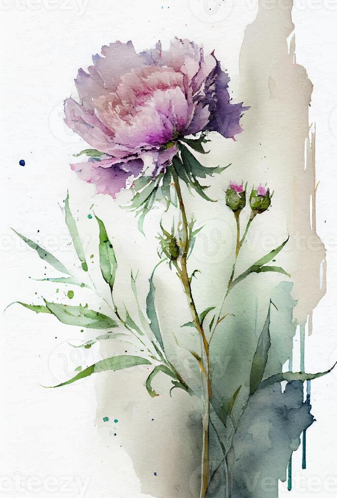 Aquarell Gemälde von Pfingstrosen Blumen. ai generativ foto