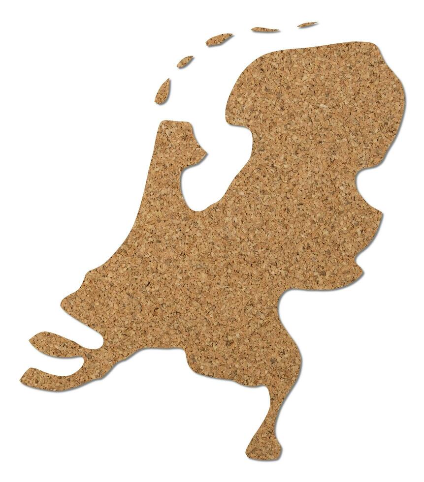 Niederlande Karte Kork Holz Textur. foto
