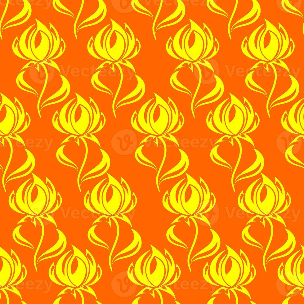 nahtlos Kontur Muster von groß Gelb Blumen auf ein Orange Hintergrund, Textur, Design foto