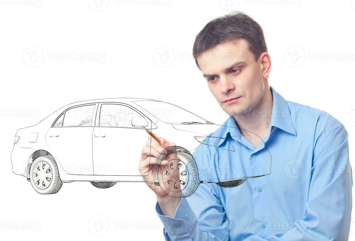 Männer Zeichnung ein Auto foto