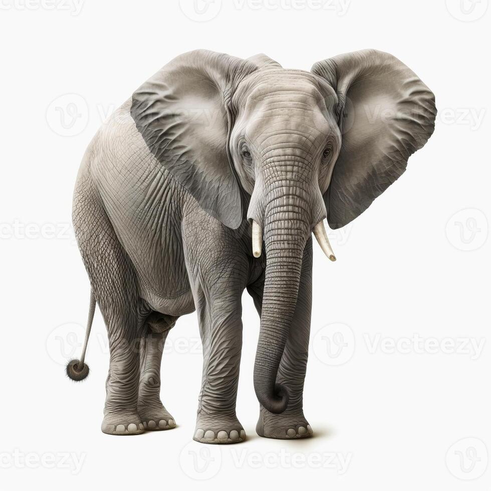 Elefant auf Weiß Hintergrund, erstellt mit generativ ai foto