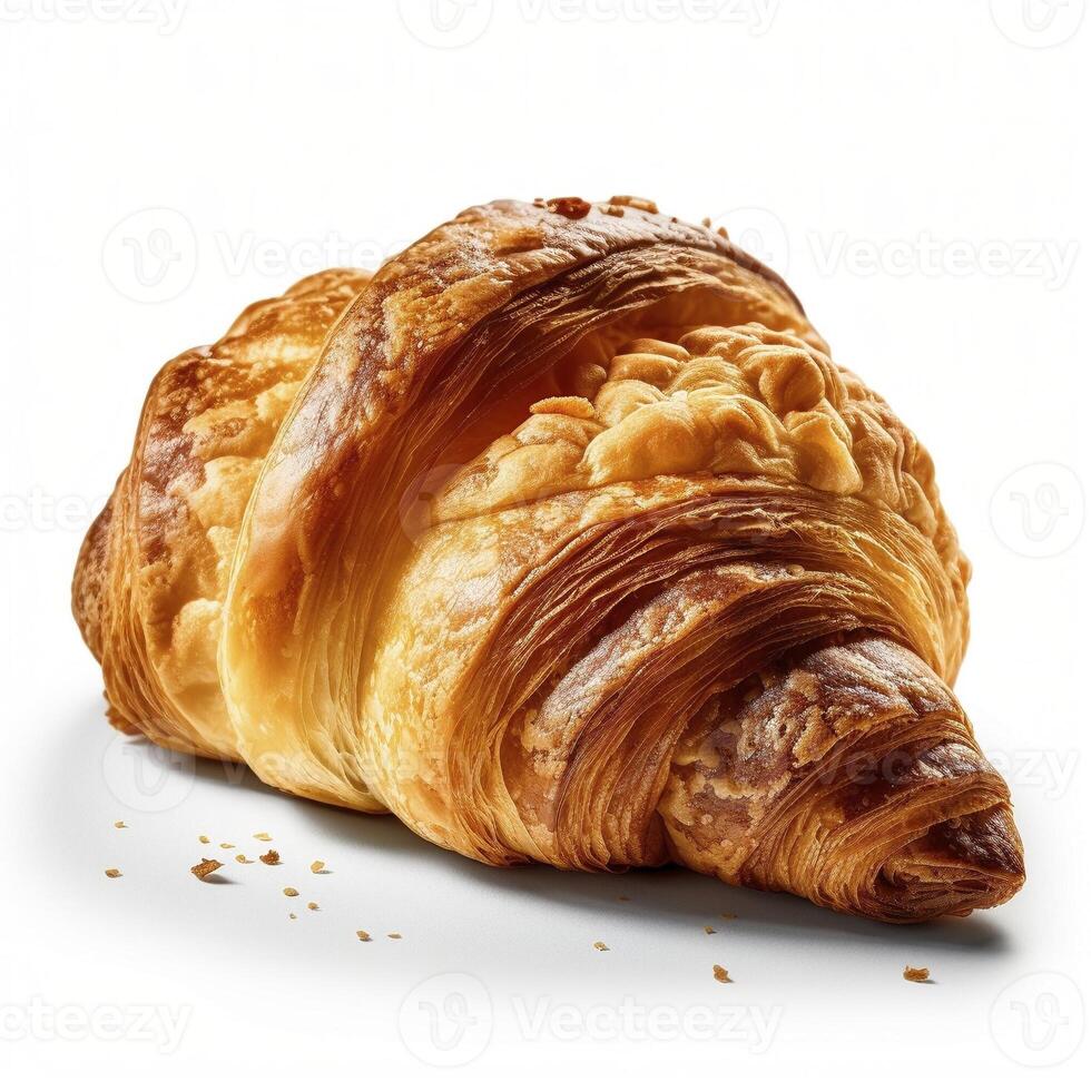 Croissant auf Weiß Hintergrund, erstellt mit generativ ai foto