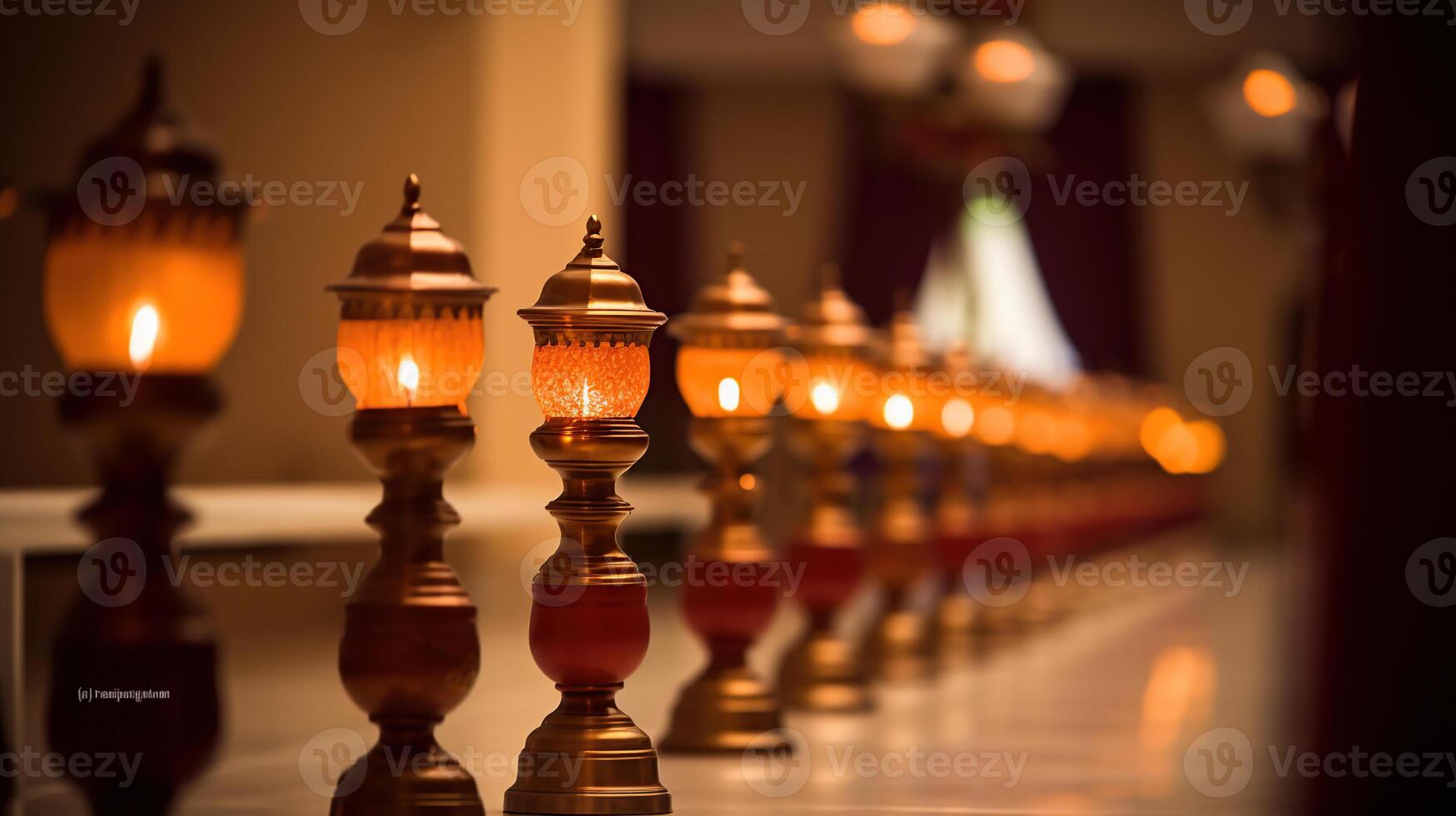 Lampen beim malayalee Hochzeit Zeremonie, generativ ai foto