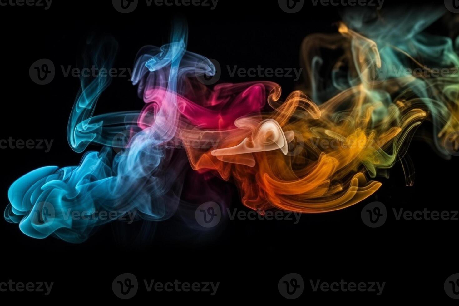 ai generativ bunt Rauch isoliert auf schwarz Hintergrund. abstrakt Hintergrund von bunt Rauch. foto