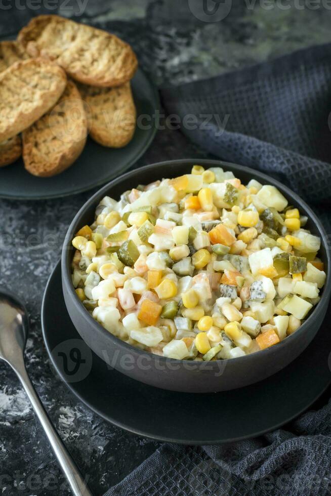 Russisch Gemüse Salat Gericht foto