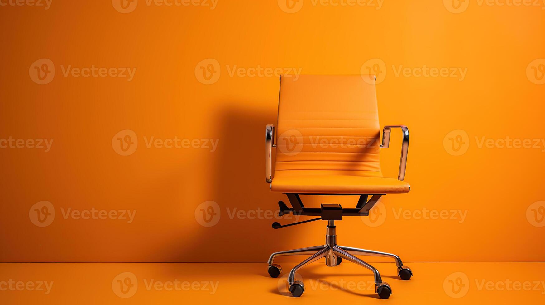 Büro Stuhl auf Orange Hintergrund, generativ ai foto