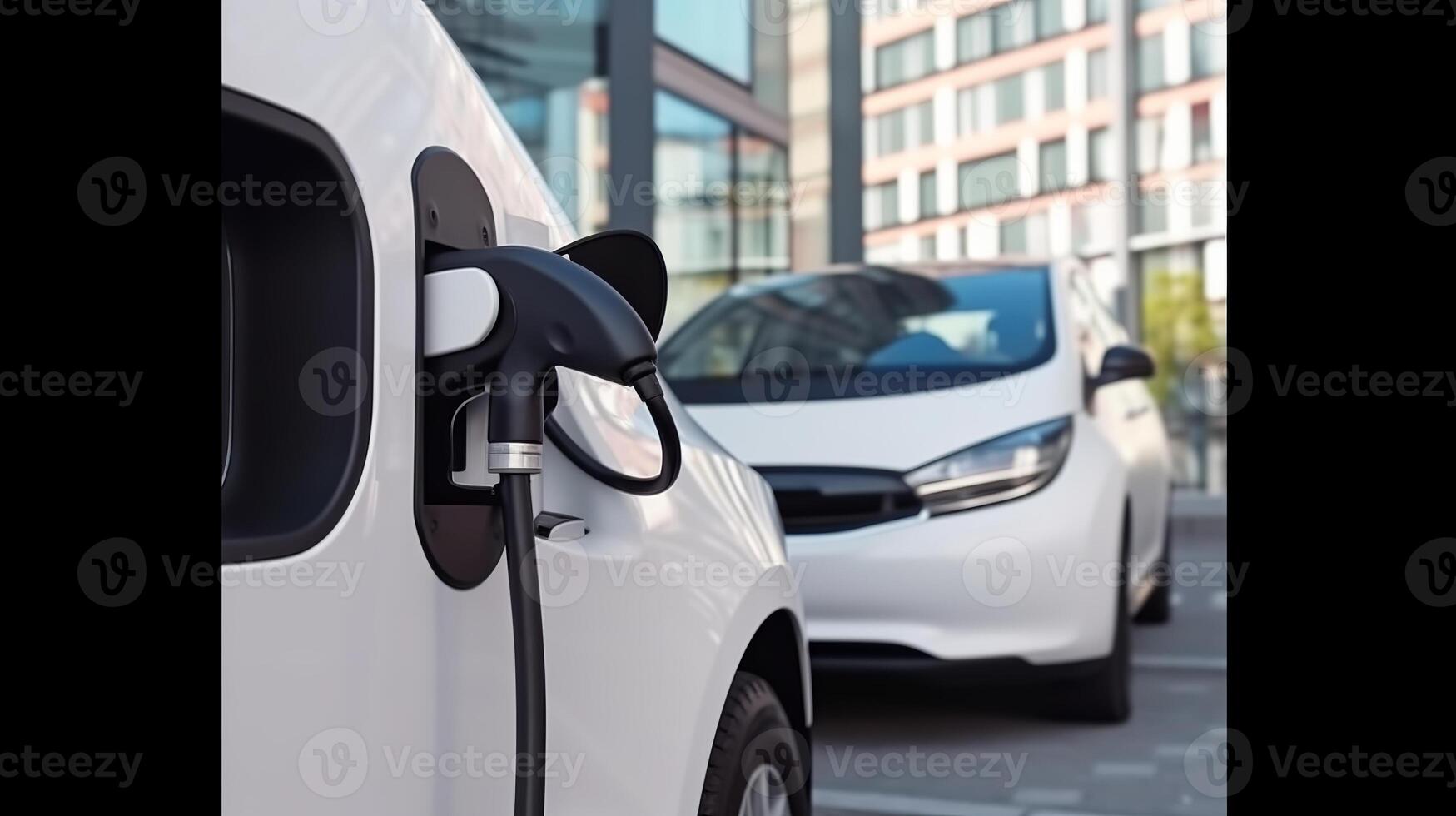 ein prickelnd fortgeschritten elektrisch Laden Bahnhof mit ein glatt und Schneiden Kante organisieren Wagen. kreativ Ressource, ai generiert foto