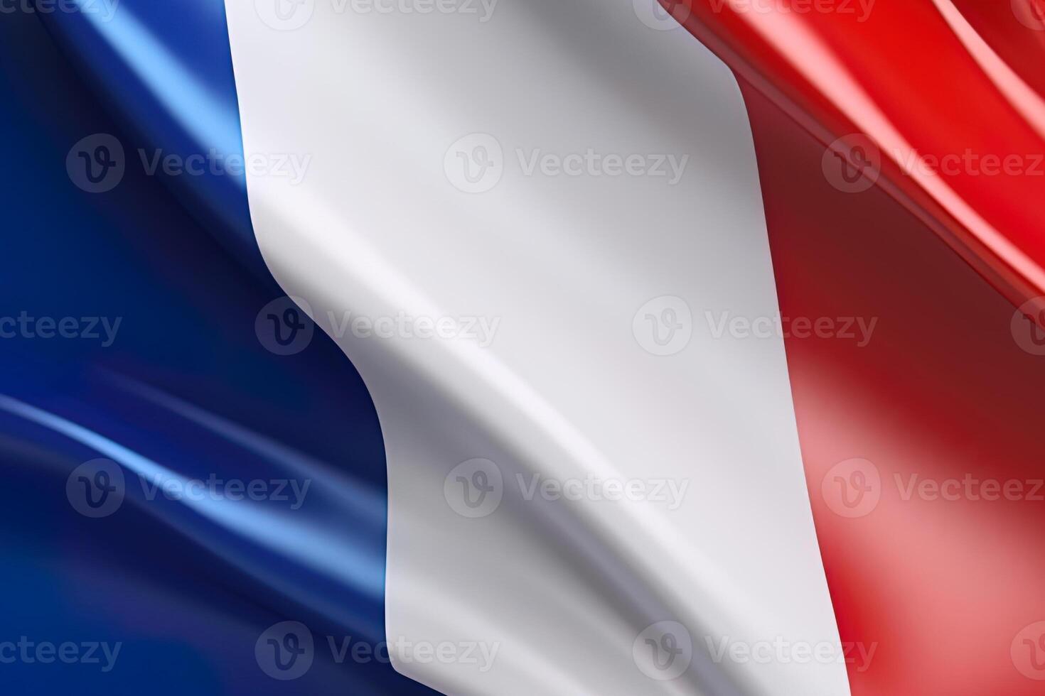Blau, Weiß und rot Hintergrund, winken das National Flagge von Frankreich, winkte ein höchst detailliert Nahansicht. ai generiert foto
