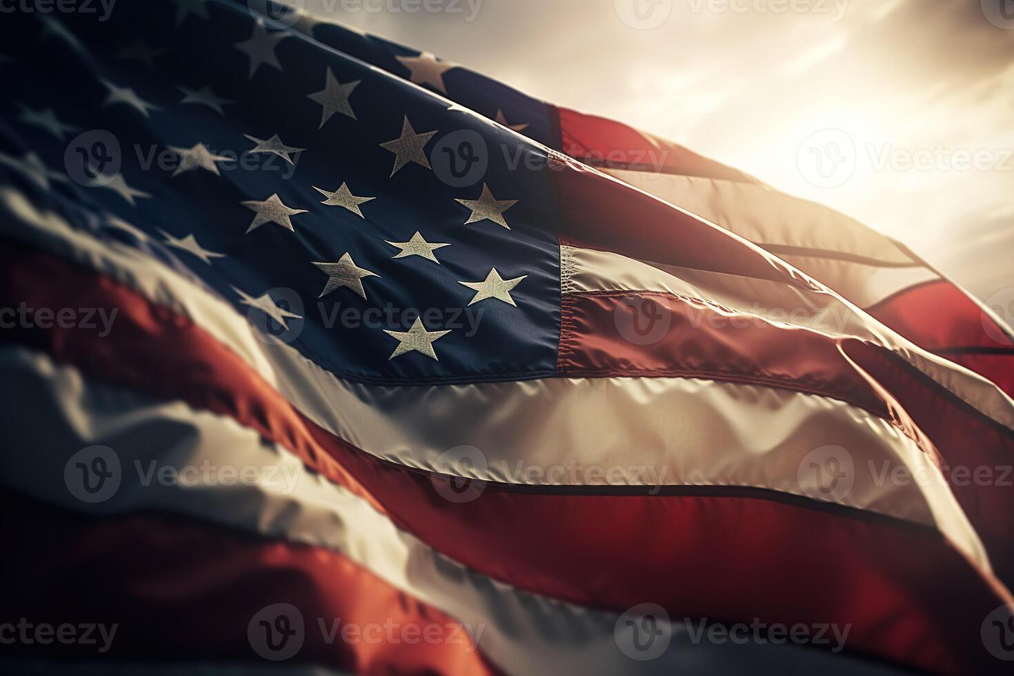 Flagge von das vereinigt Zustände von Amerika. amerikanisch Flagge zum Denkmal Tag, 4 .. von Juli, Arbeit Tag. ai generiert foto