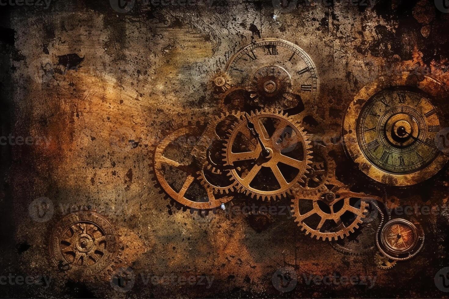 Steampunk Grunge Hintergrund Dampf Punk Elemente auf schmutzig zurück. ai generiert foto