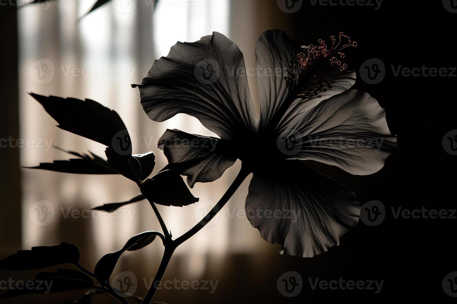 Silhouette von ein Hibiskus Blume. ai generiert foto