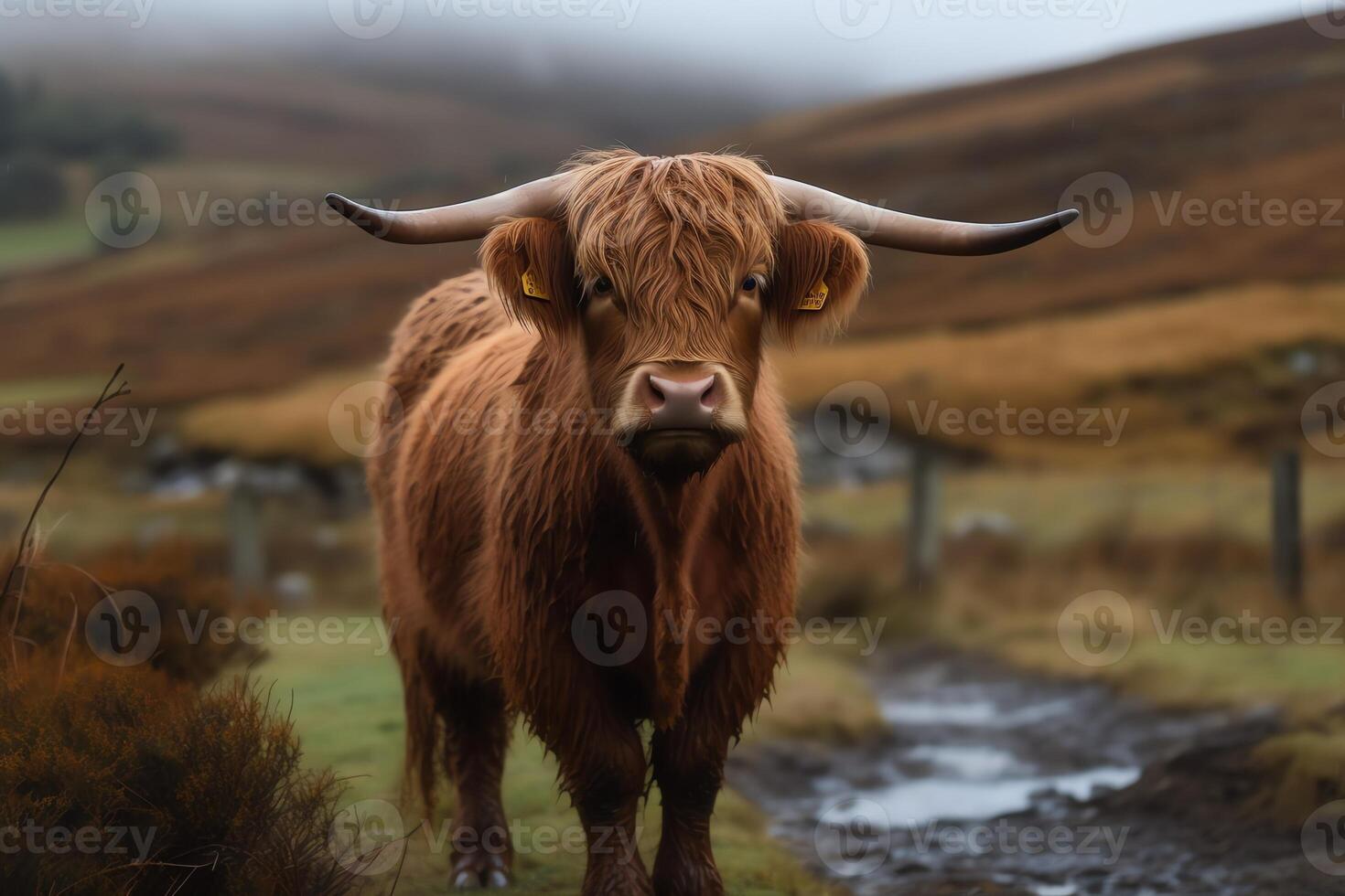 schottisch Hochland Kuh. ai generiert foto
