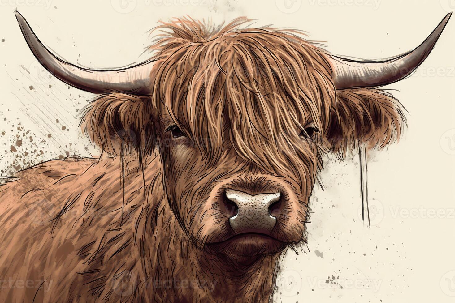 schottisch Hochland Kuh Illustration. ai generiert foto