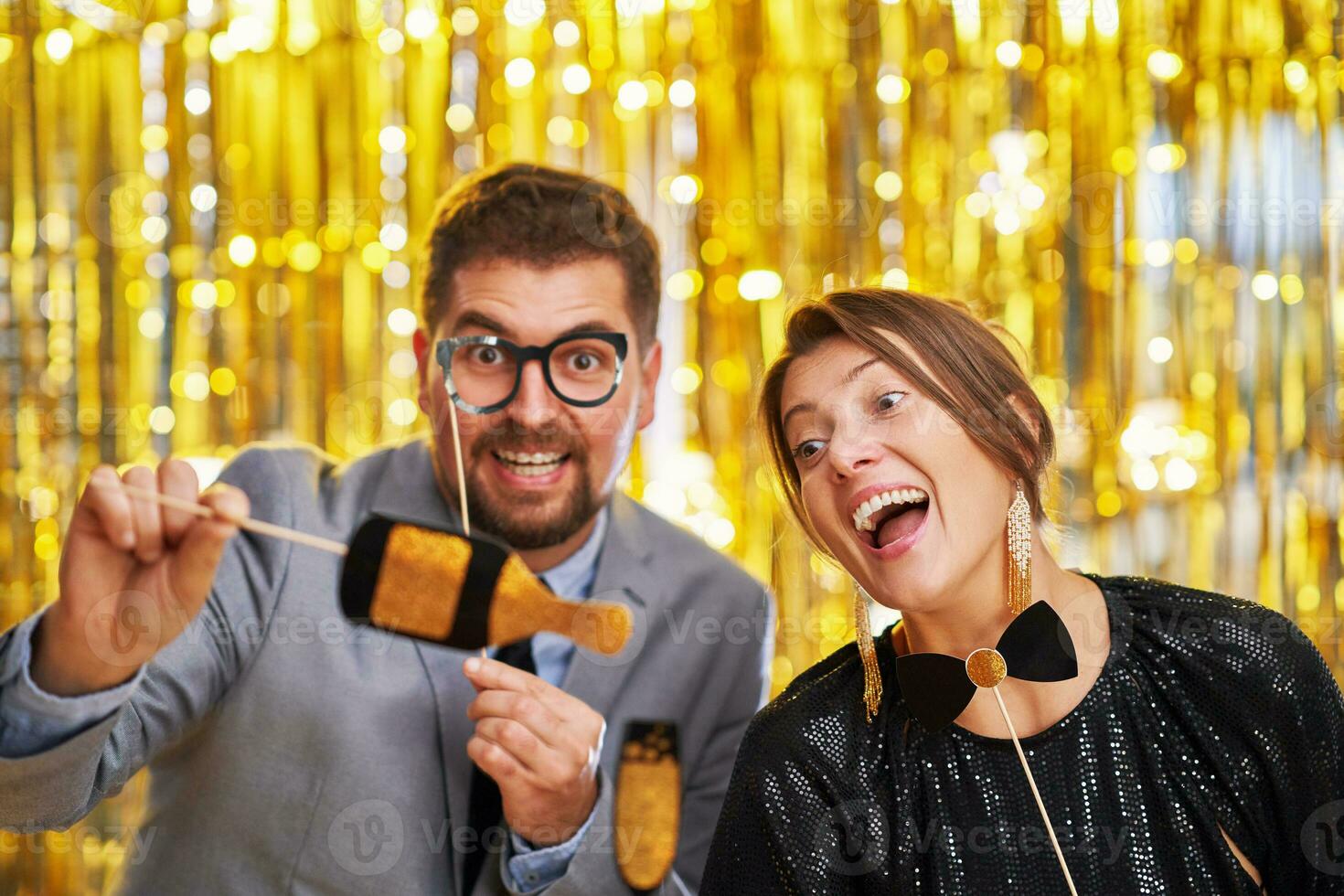 Paar Über Gold mit Foto Stand Zubehör auf Party