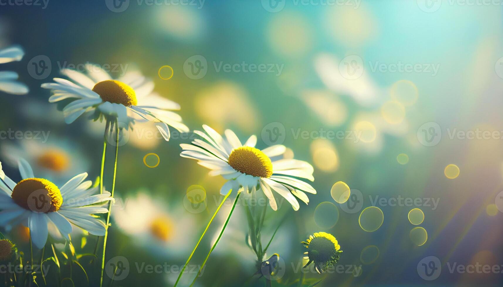 schön Frühling Blumen Hintergrund Natur mit schön Himmel mit ai generativ Bild foto