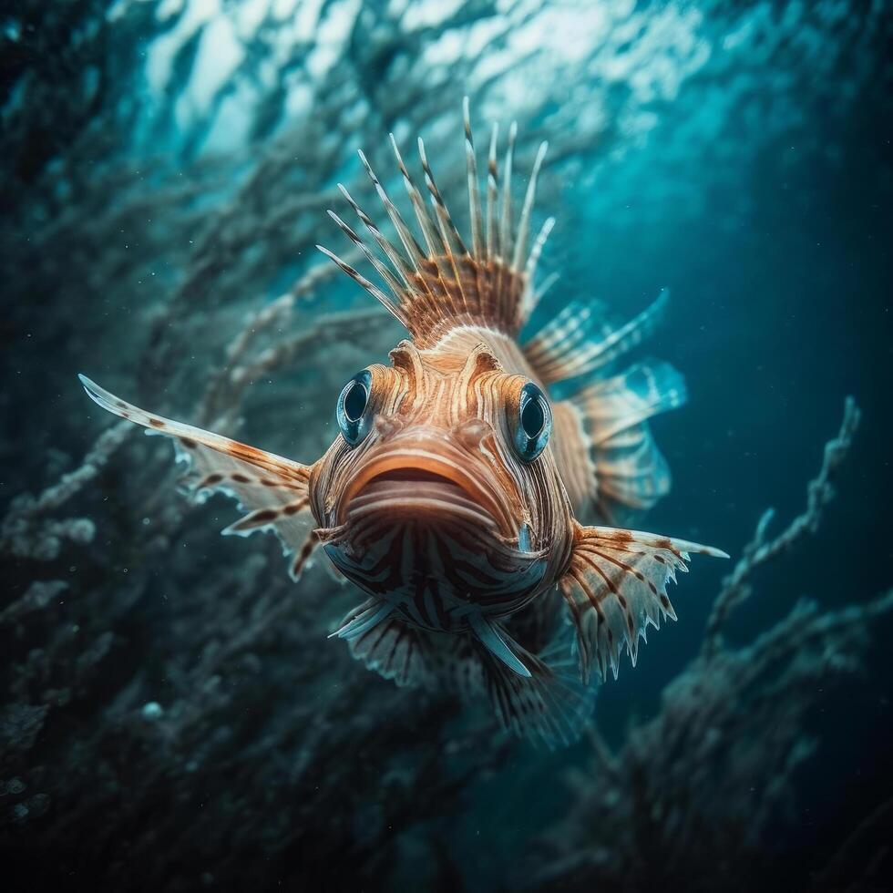 schön Fisch unter Wasser. Illustration ai generativ foto