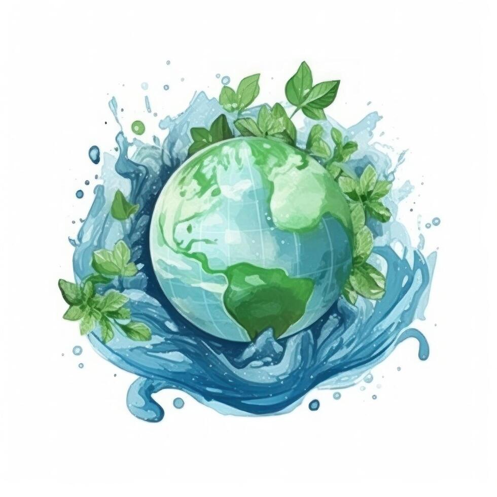 Aquarell Erde Planet. Illustration ai generativ foto