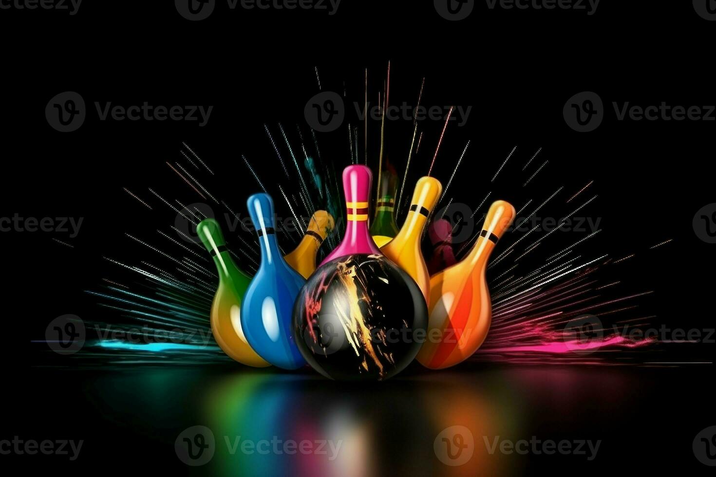 bunt Bowling Tasche Stifte. generieren ai foto