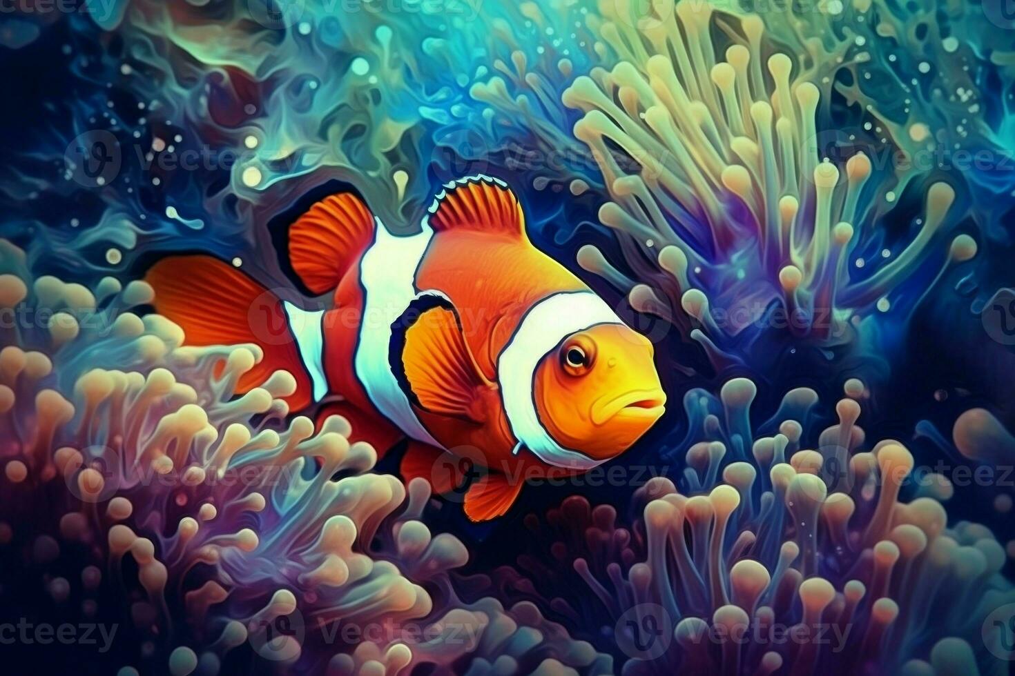 Clownfisch unter Wasser Natur. generieren ai foto