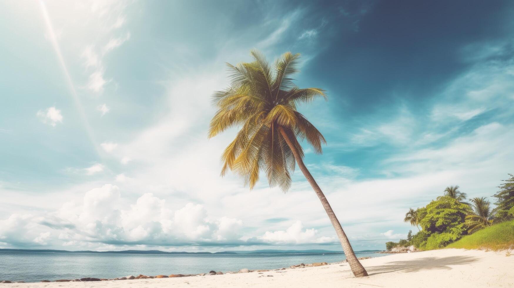 Palmen auf das Strand. Illustration ai generativ foto
