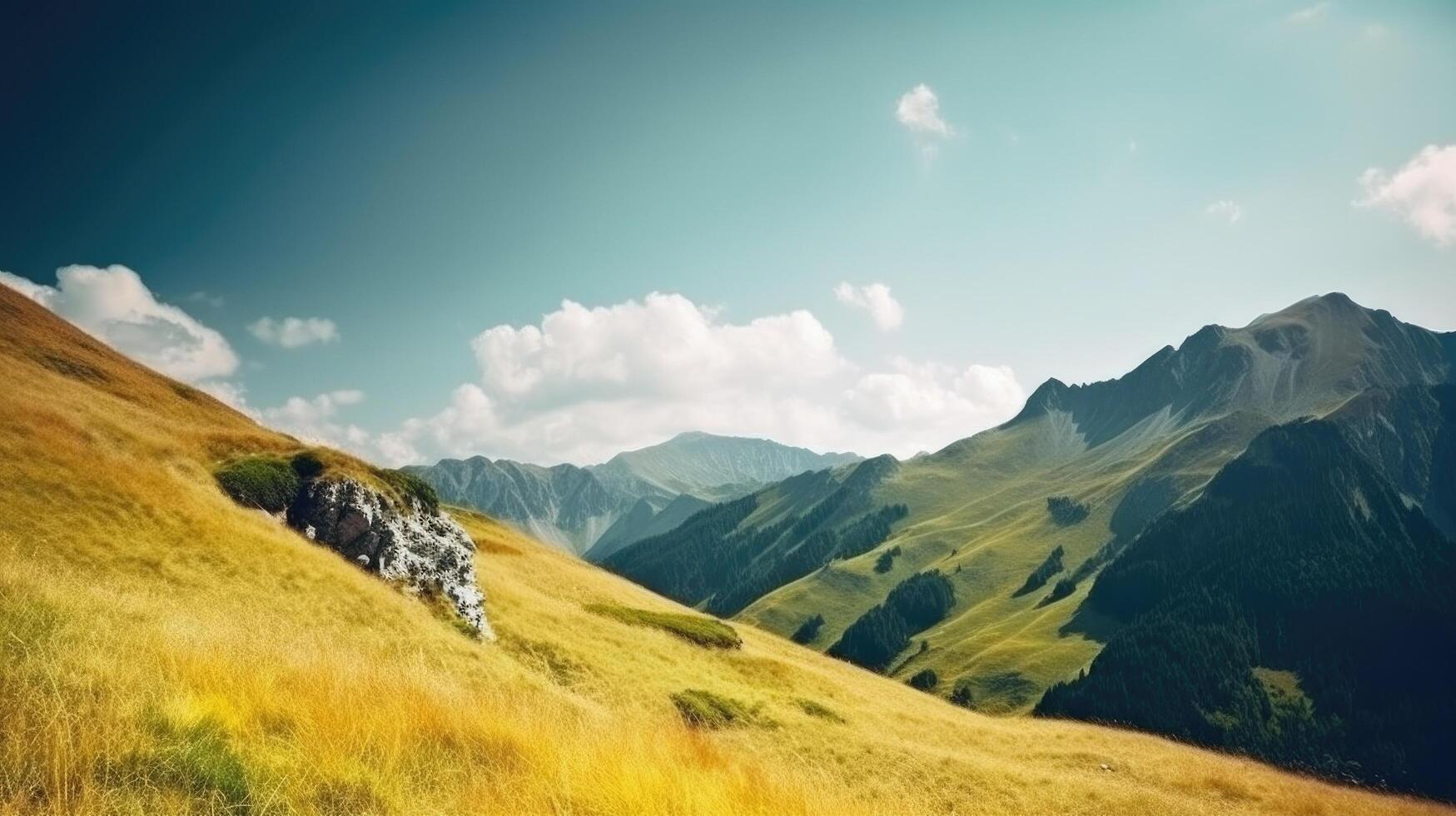 Alpen Sommer- Hintergrund. Illustration ai generativ foto