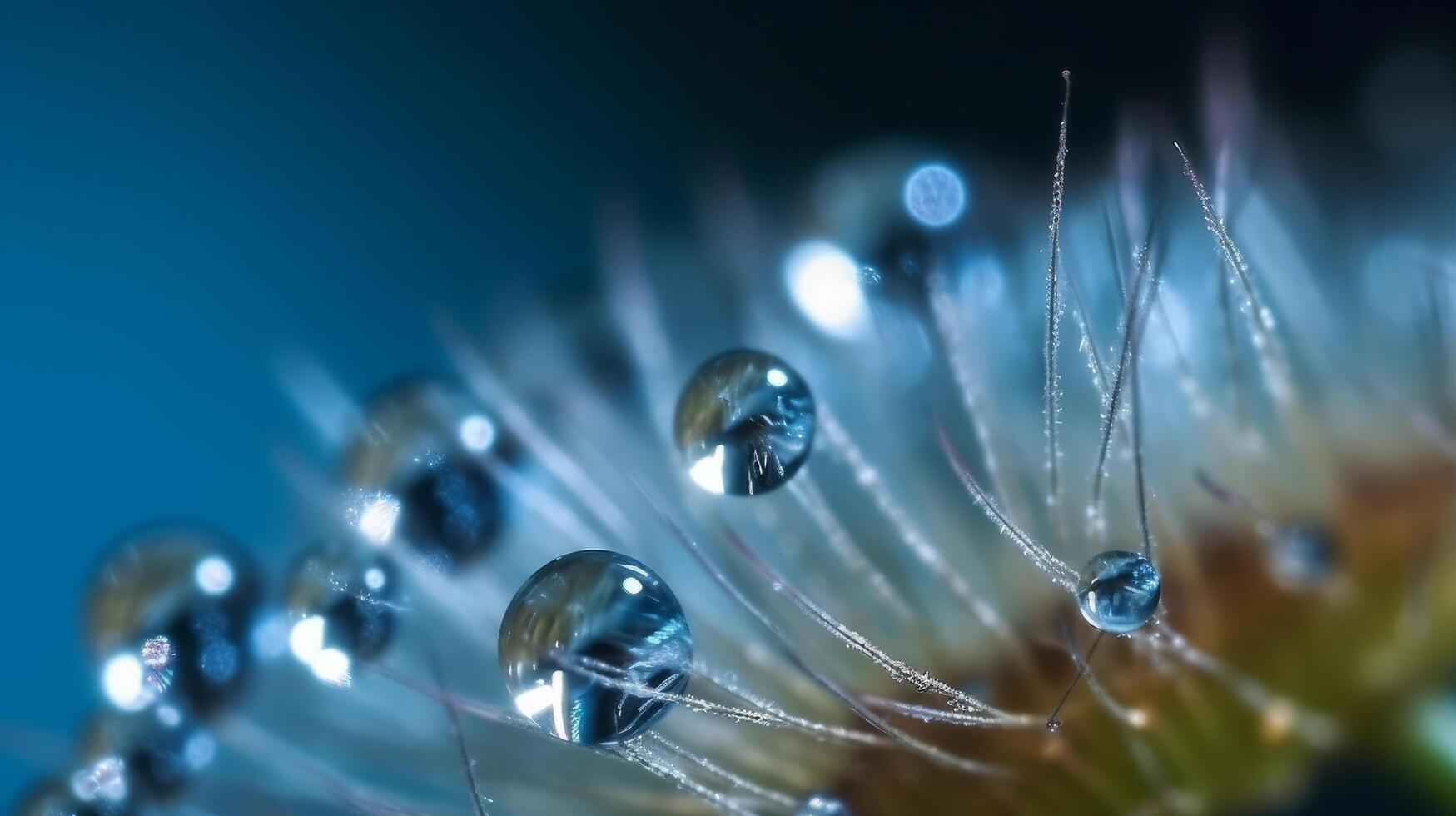 Wasser Tropfen auf Weiß Löwenzahn. Illustration ai generativ foto