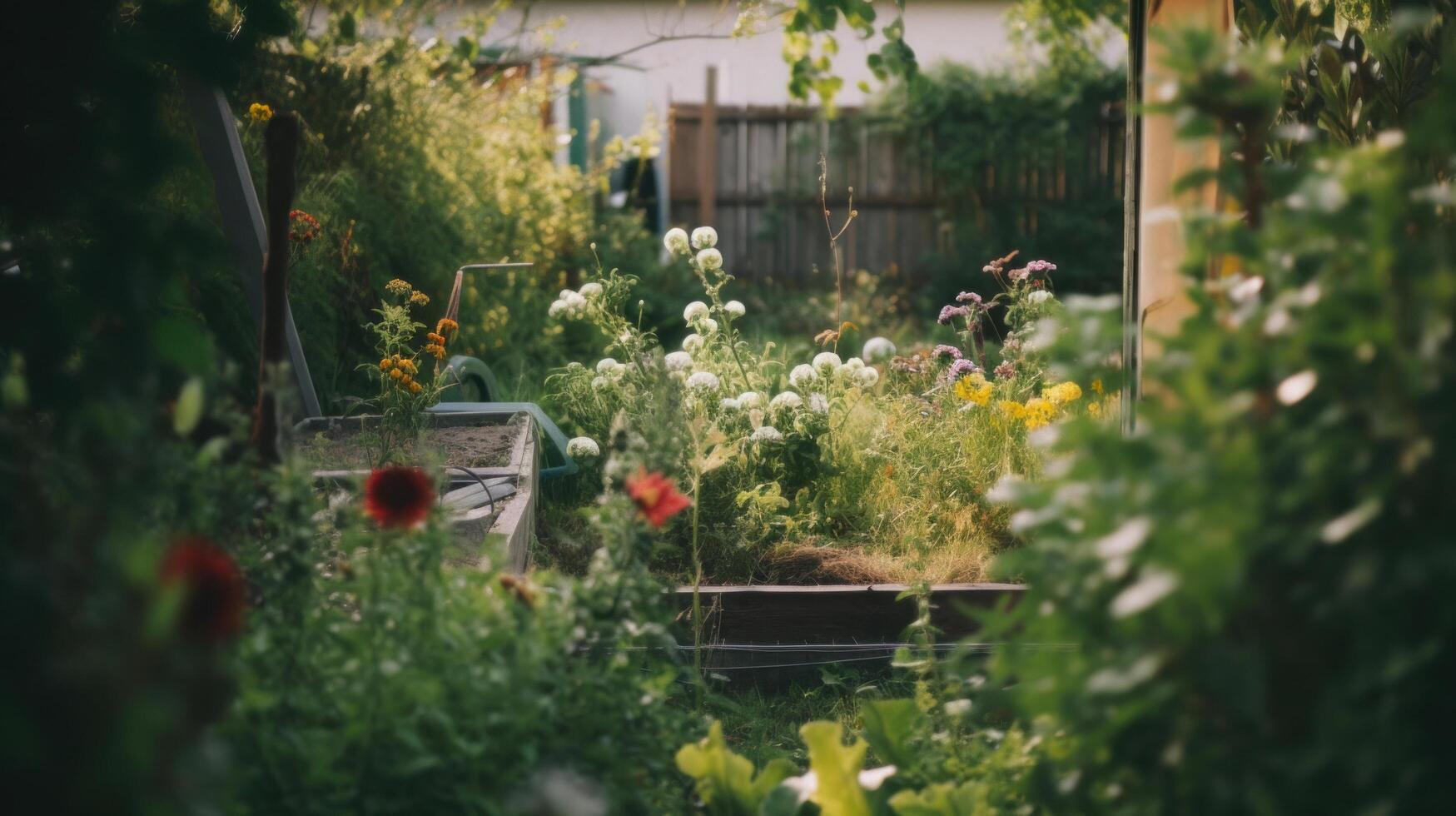 Gartenarbeit Hintergrund. Illustration ai generativ foto