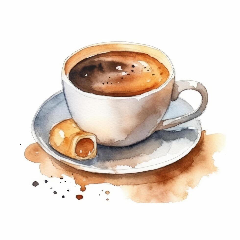 Aquarell Kaffee Tasse. Illustration ai generativ foto