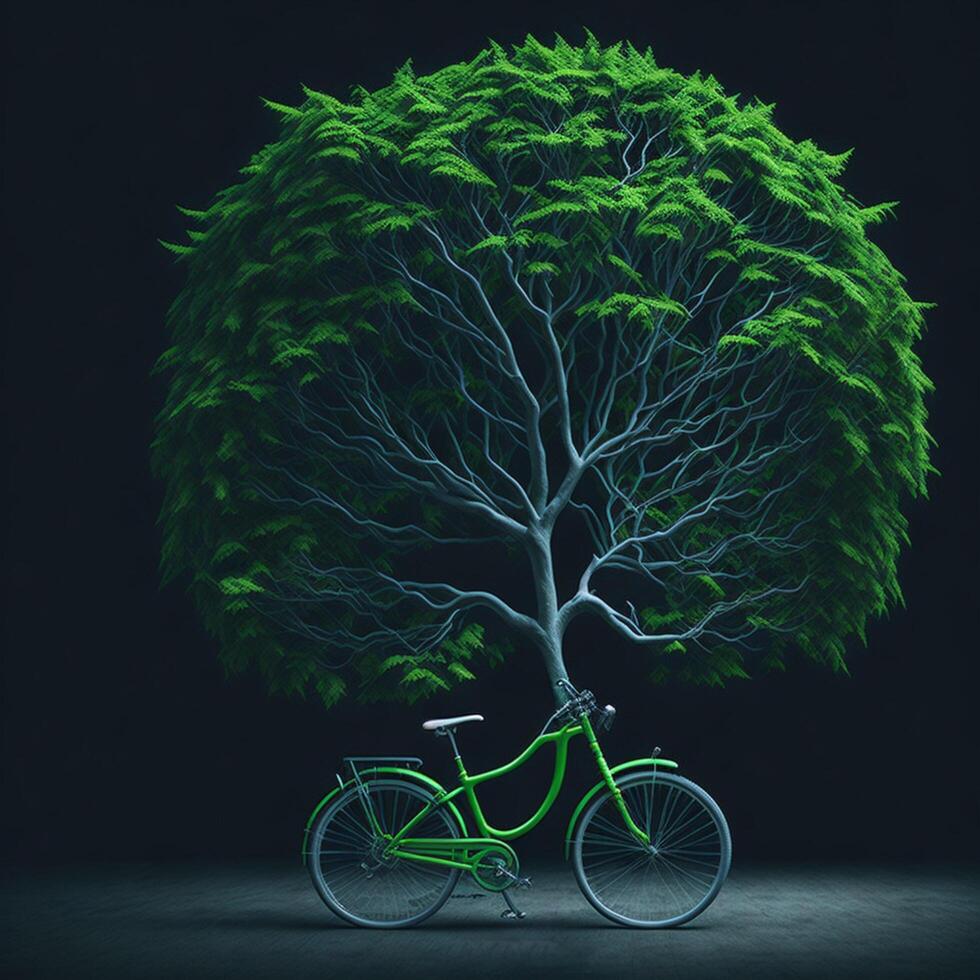 Welt Fahrrad Tag Öko Grün Transport Konzept ai generiert foto