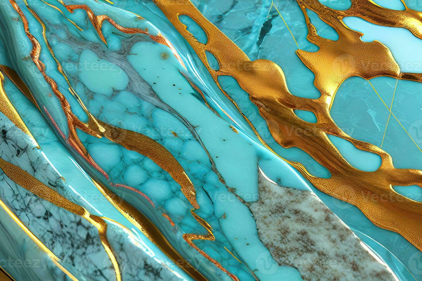 aqua und golden Farbe wellenförmig Stil Kunst foto