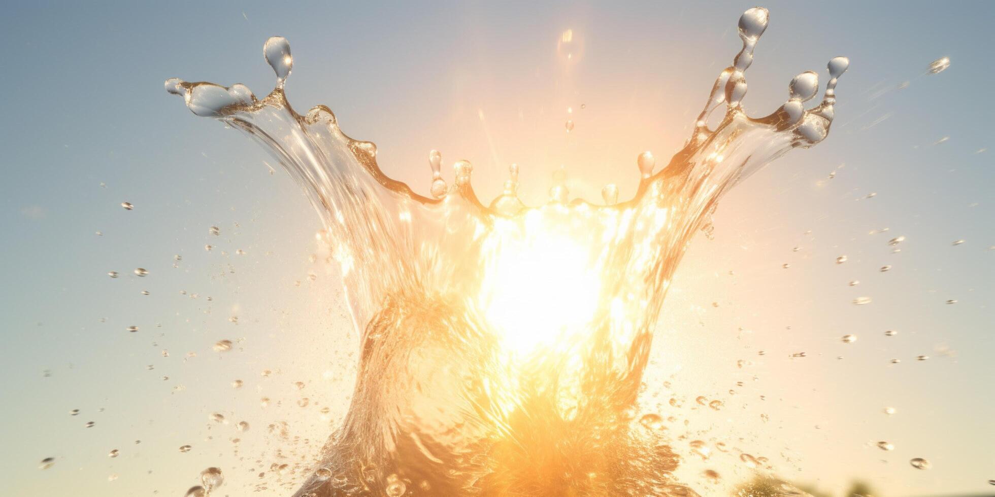 Wasser Spritzen mit Sonne leuchtenden ai generiert foto