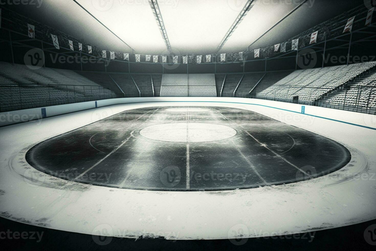 Eishockey Eis Eisbahn Sport Arena leeren Feld ai generiert foto