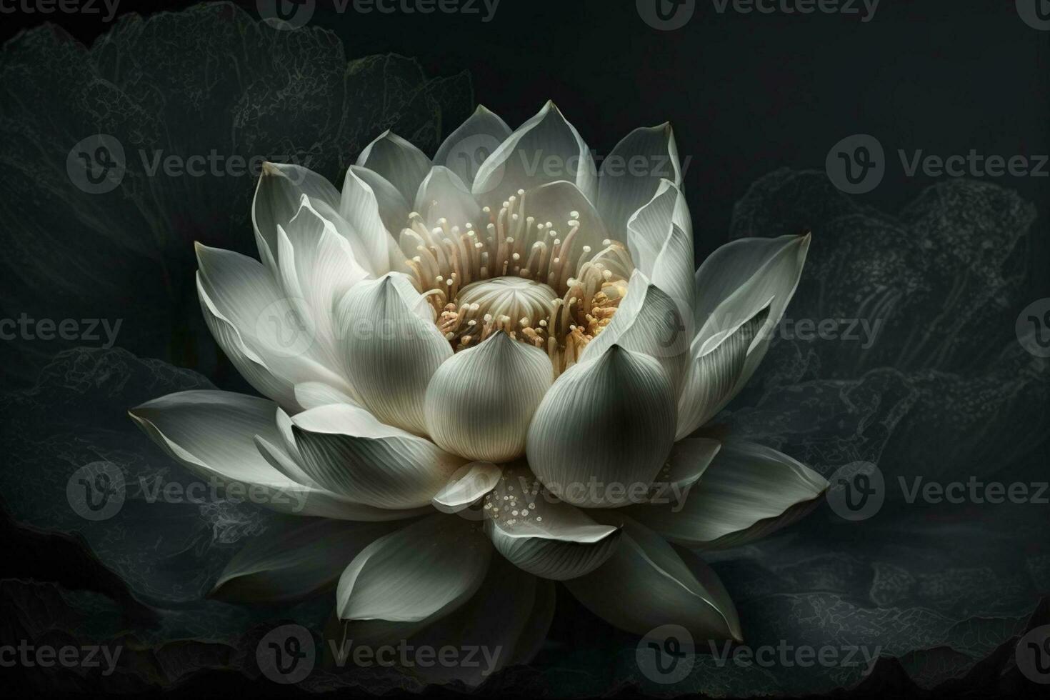 Weiß Lotus Blume dunkel Hintergrund ai generiert foto
