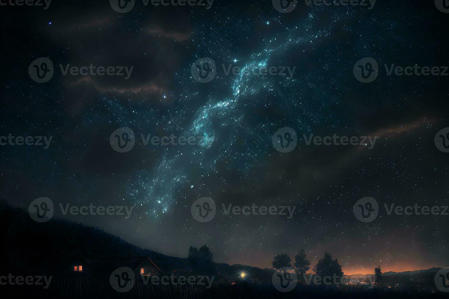 surreal Nacht Himmel voll von Sterne und Epos milchig Wege. neural Netzwerk generiert Kunst foto