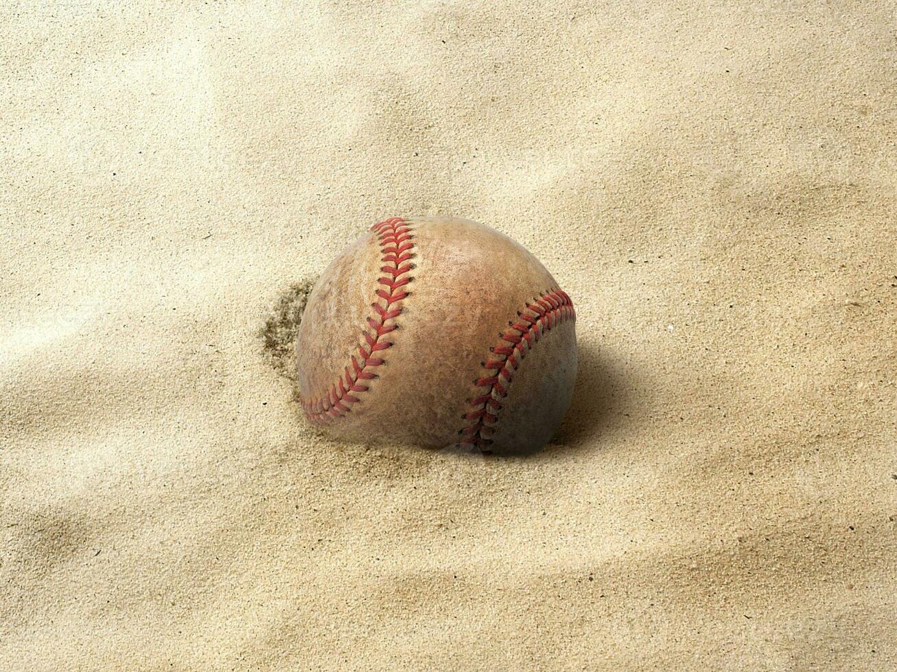 Baseball Ball auf das Sand Hintergrund foto