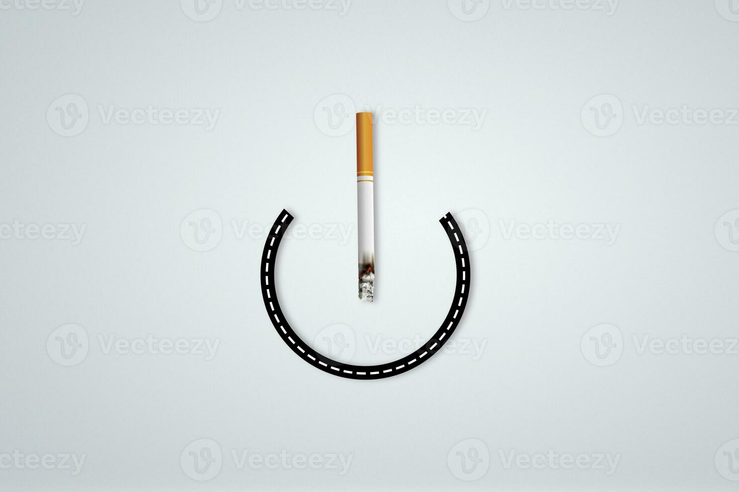 Verlassen Tabak, Zigarette mit ein Rauch Design und Nein Rauchen Tag Bewusstsein Idee Kunst. foto