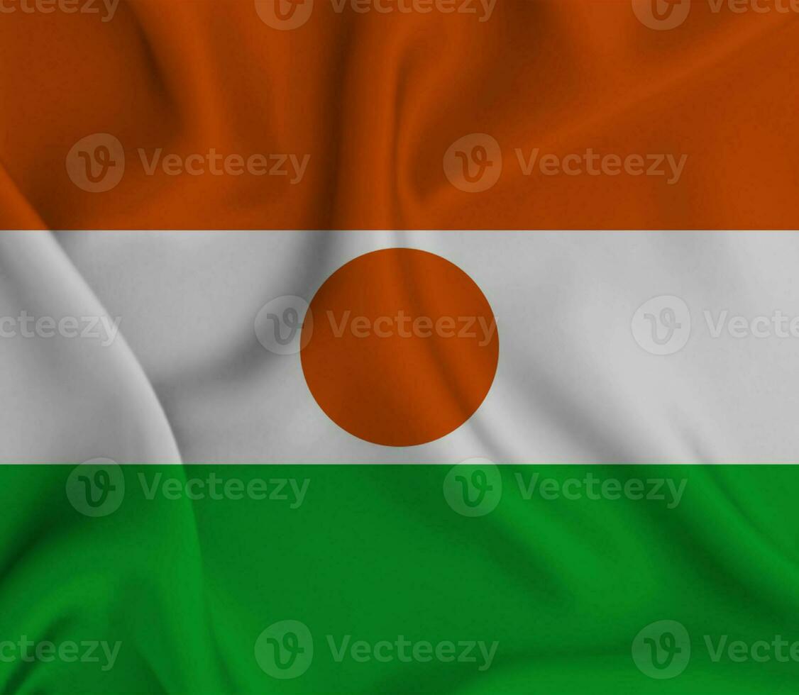 realistisch winken Flagge von Niger, 3d Illustration foto