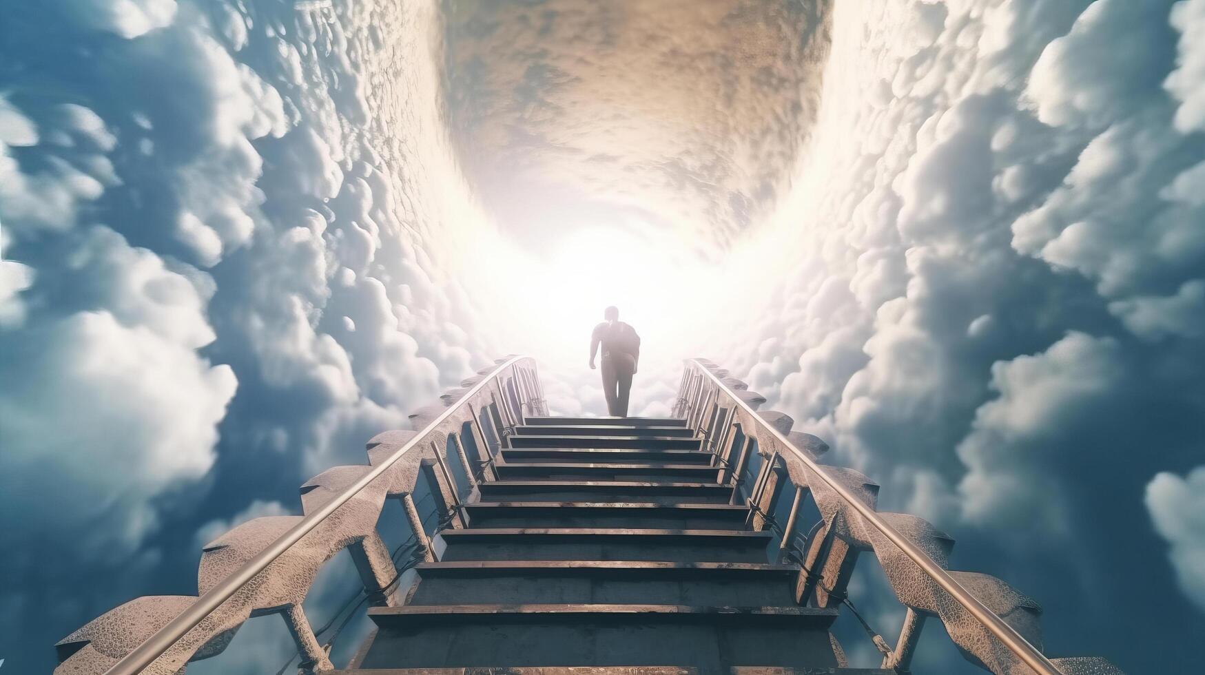 Treppe zu Himmel. Illustration ai generativ foto