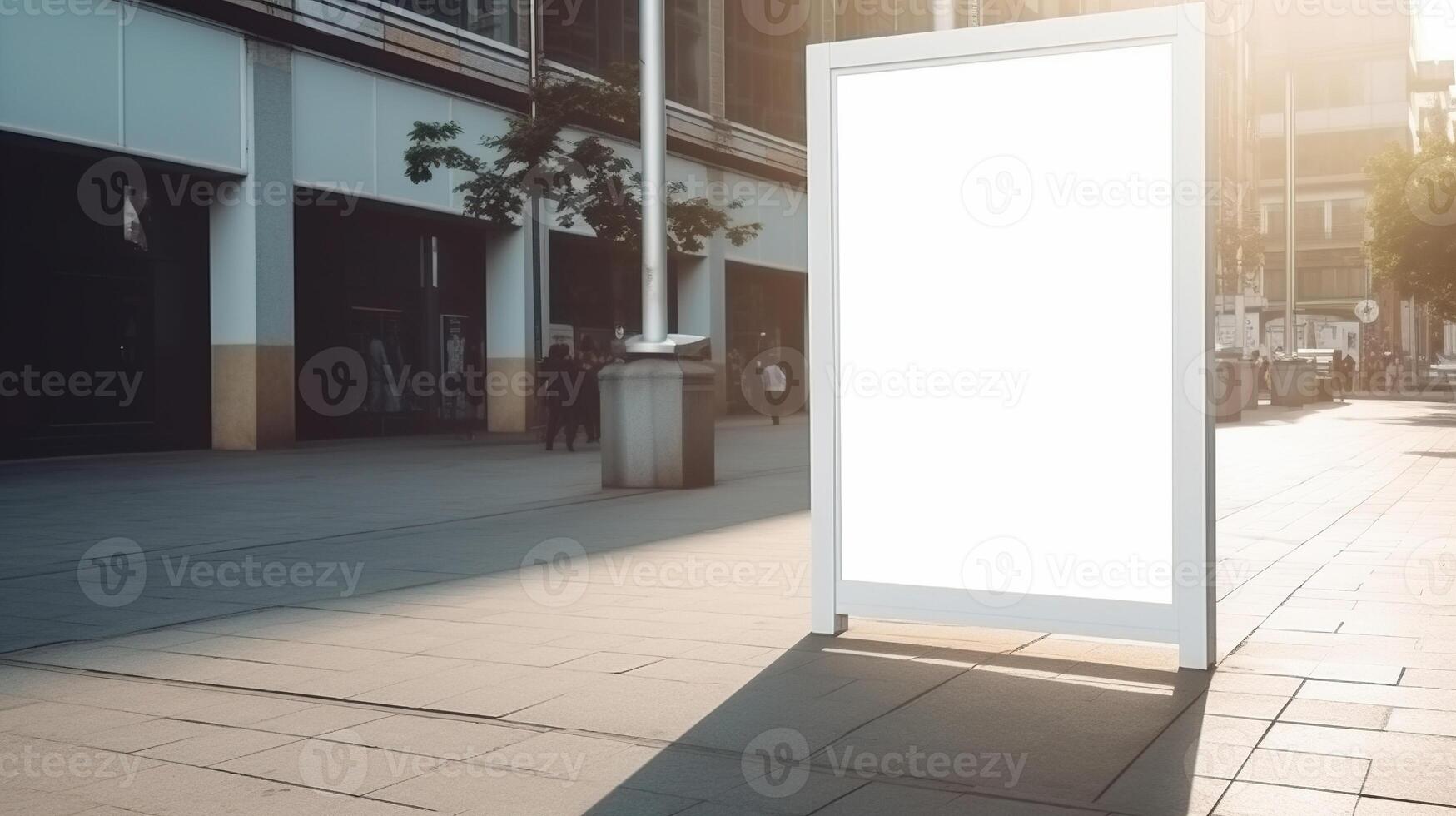 generativ ai, realistisch Straße groß Plakatwand oder Poster spotten oben leer zum Präsentation Werbung. draussen Zeichen leer im das futuristisch Stadt, Geschäft Konzept foto