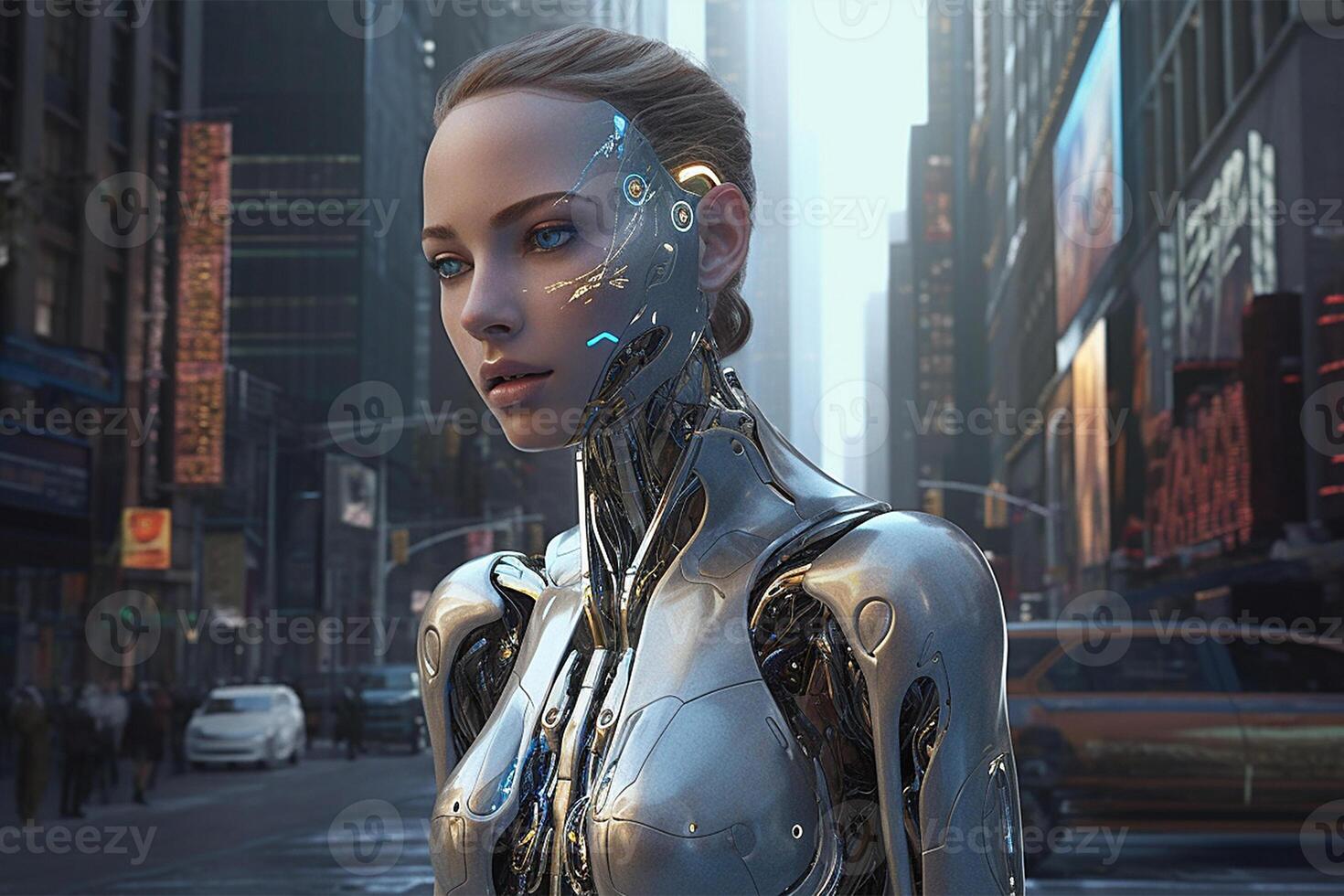 Zukunft ai Roboter und Cyborgs neu definieren Menschheit erstellt mit generativ ai Technologie foto