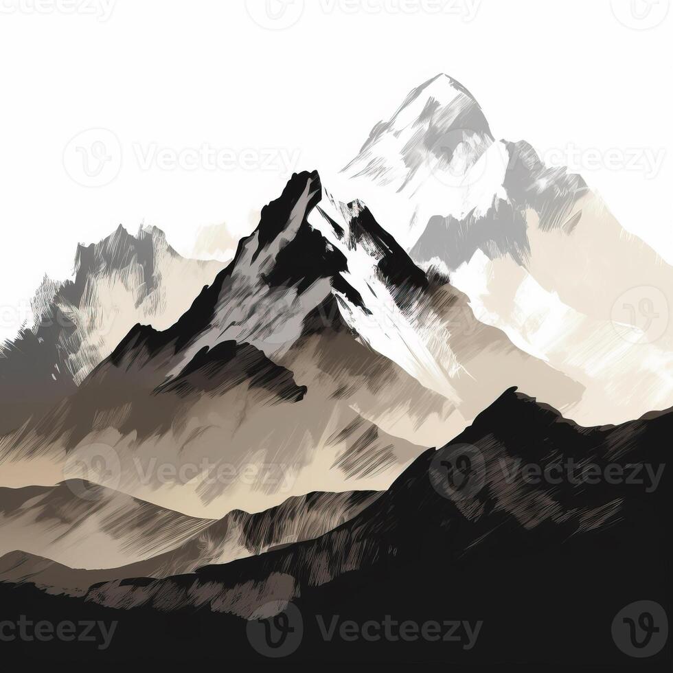 Berge Bleistift Zeichnung einfach Illustration von generiert ai Berge Bleistift Zeichnung einfach foto